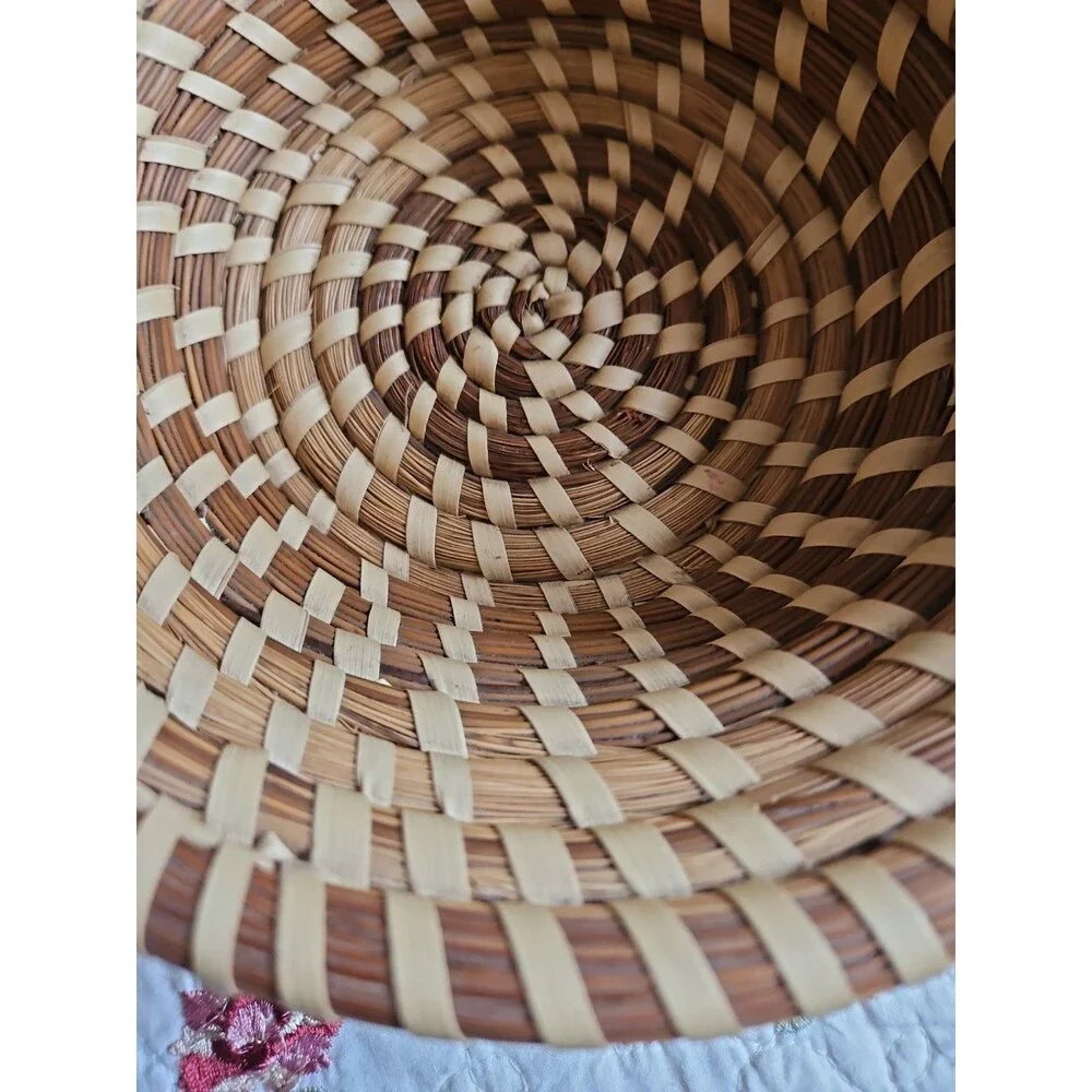 Vintage 90's Charleston South Carolina Sweetgrass Gullah Geechee Basket EUC
